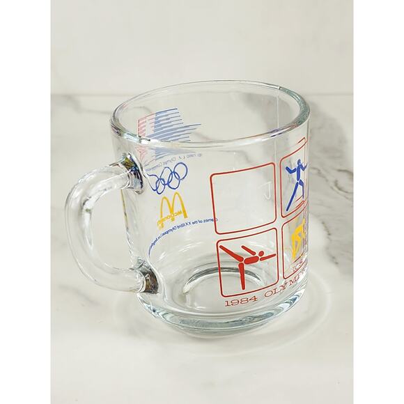 Los Angeles Olympic 1984 Glass Clear Mug Teacup 10oz McDonald's 3 1/2" Vintage - Picture 5 of 15